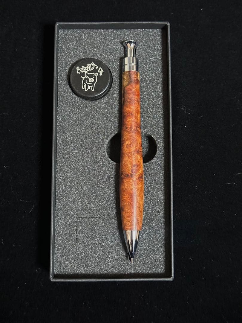 ③こぶた工房 シャープペンシル 極上花梨瘤 紅白 0.5mm