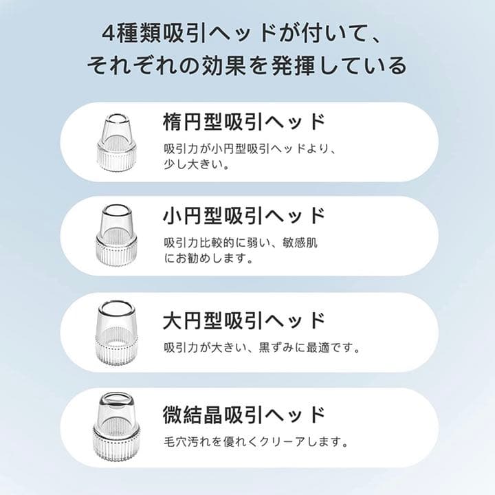 毛穴吸引器 3 in1 毛穴ケア美顔器 温熱ケア USB充電式 日本語説明書付き