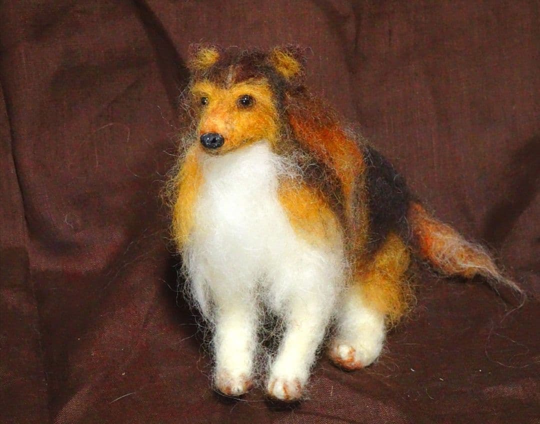 コリー犬 羊毛フェルト フィギュア 約15cm