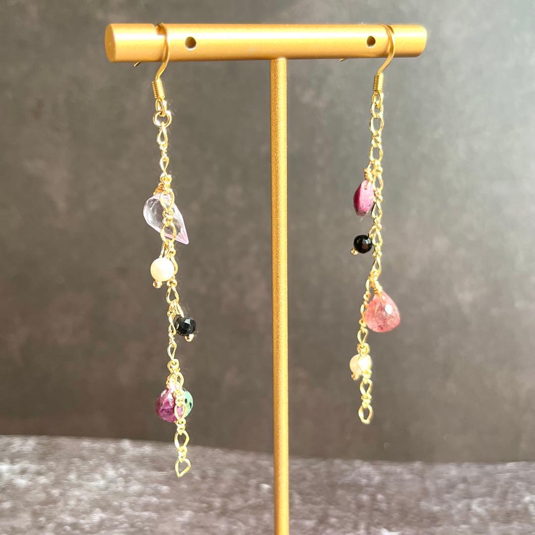 【一点物】モスアゲート × 天然石アートピアス 特別な存在感のジュエリーセット