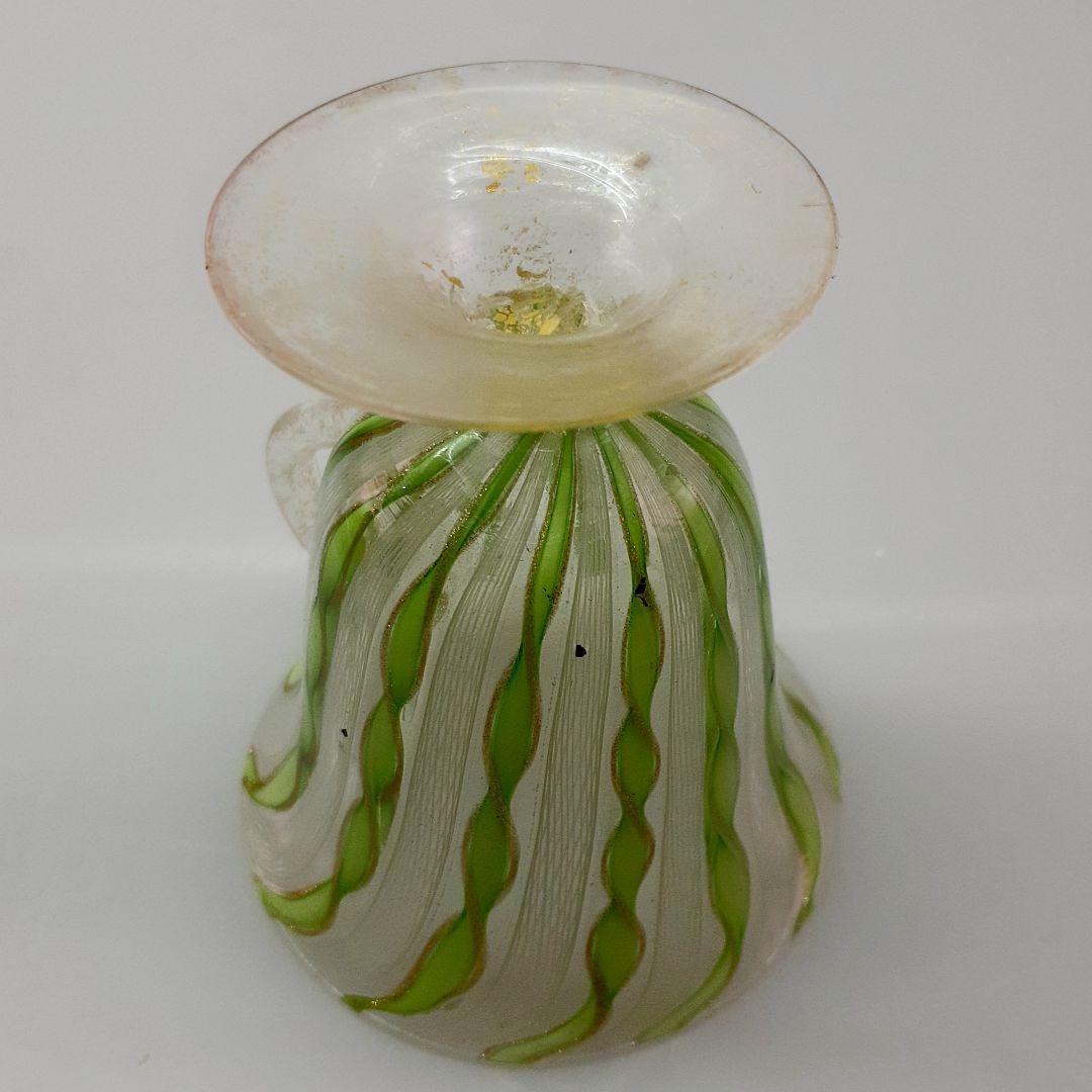 MURANO ムラノ 金彩 グリーン リボン ホワイト レース カップ＆ソーサー