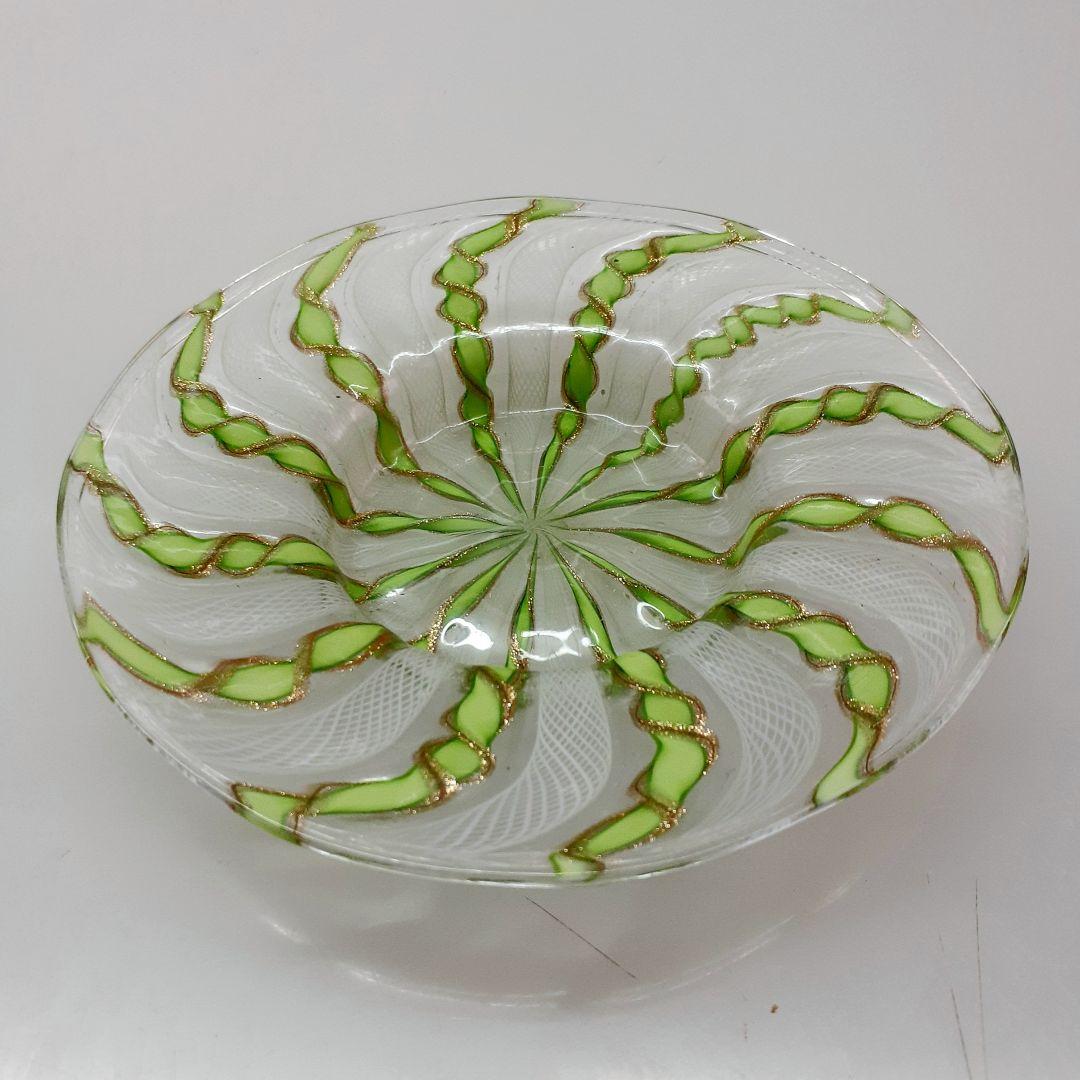 MURANO ムラノ 金彩 グリーン リボン ホワイト レース カップ＆ソーサー