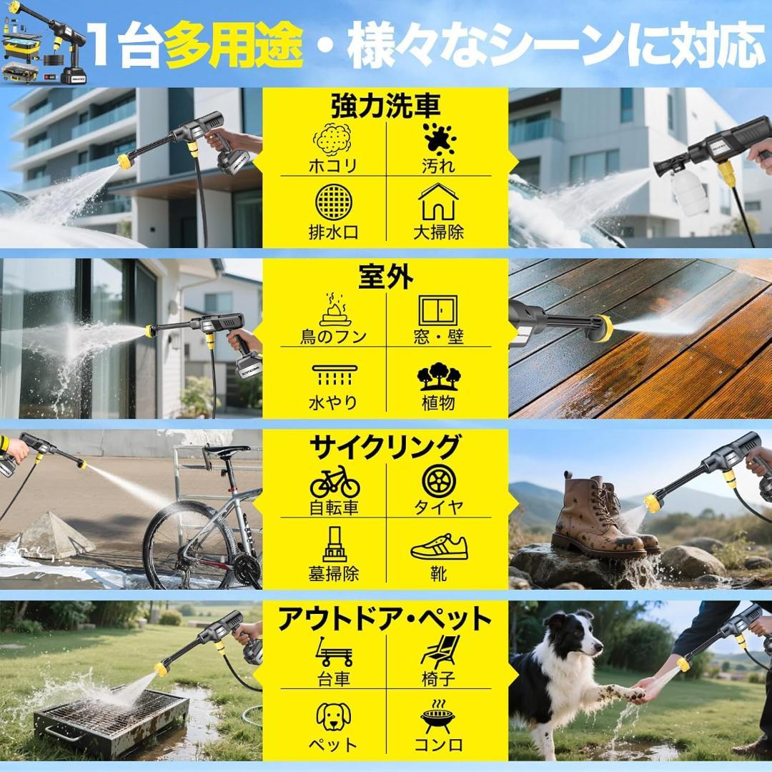 高圧洗浄機 20L折り畳みバケツ 国内洗浄店監修 8MPa コードレス 充電式