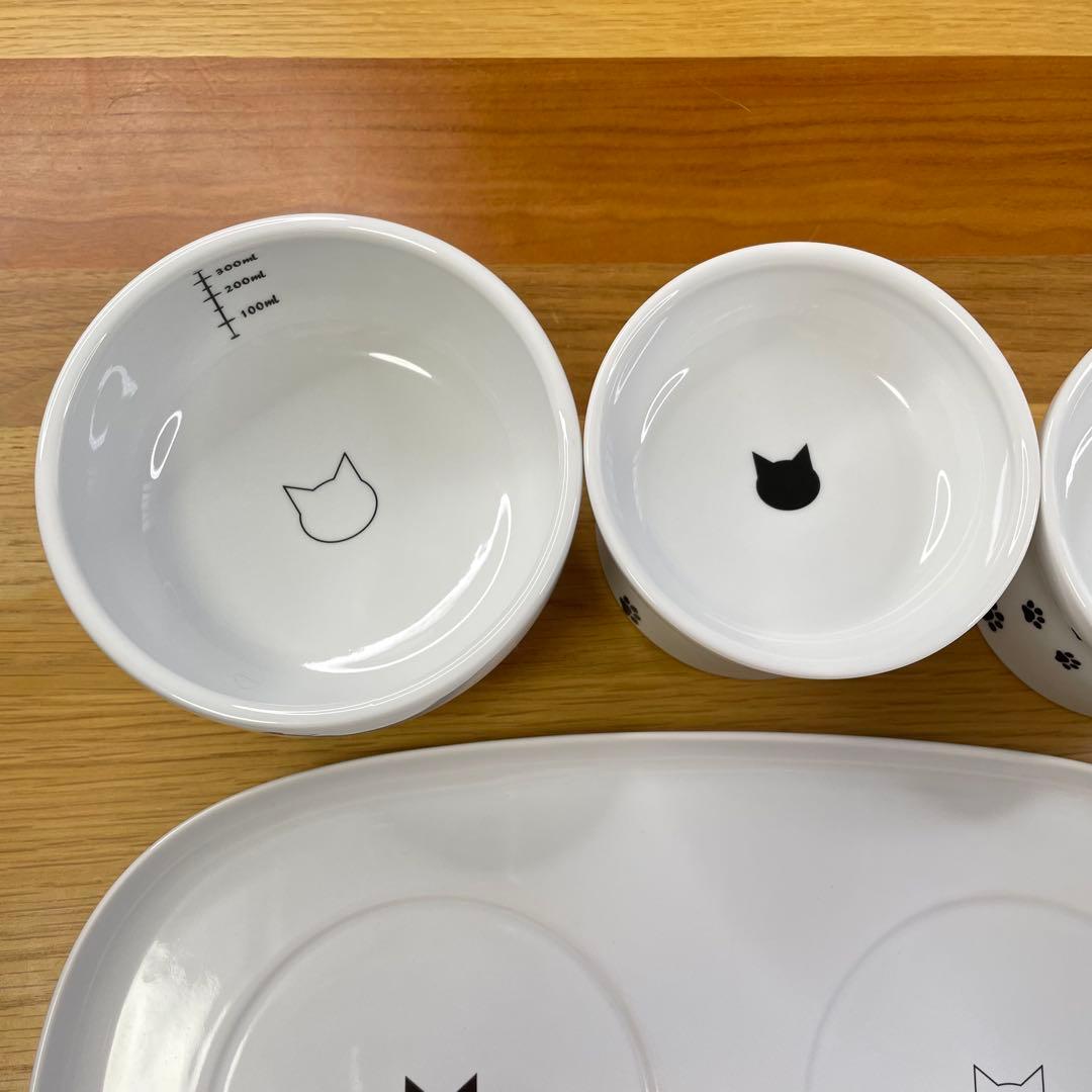 猫壱 フードボウル＆ウォーターボウル&食器トレーセット モフサンド レギュラー