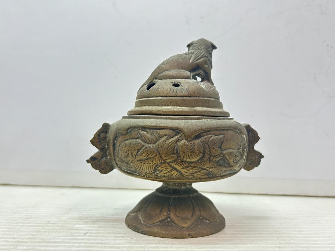★収集家【銅製・香炉・玉獅子】コレクション・アンティーク品★