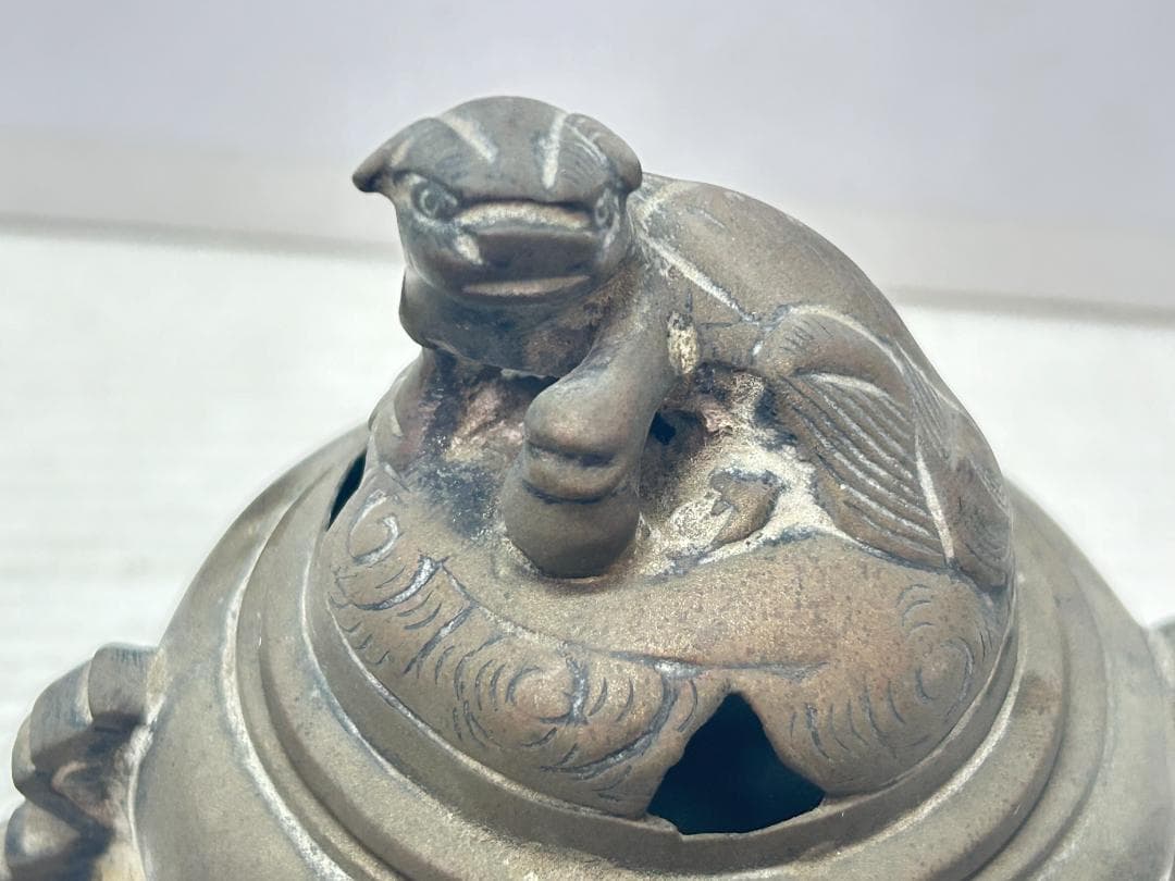 ★収集家【銅製・香炉・玉獅子】コレクション・アンティーク品★
